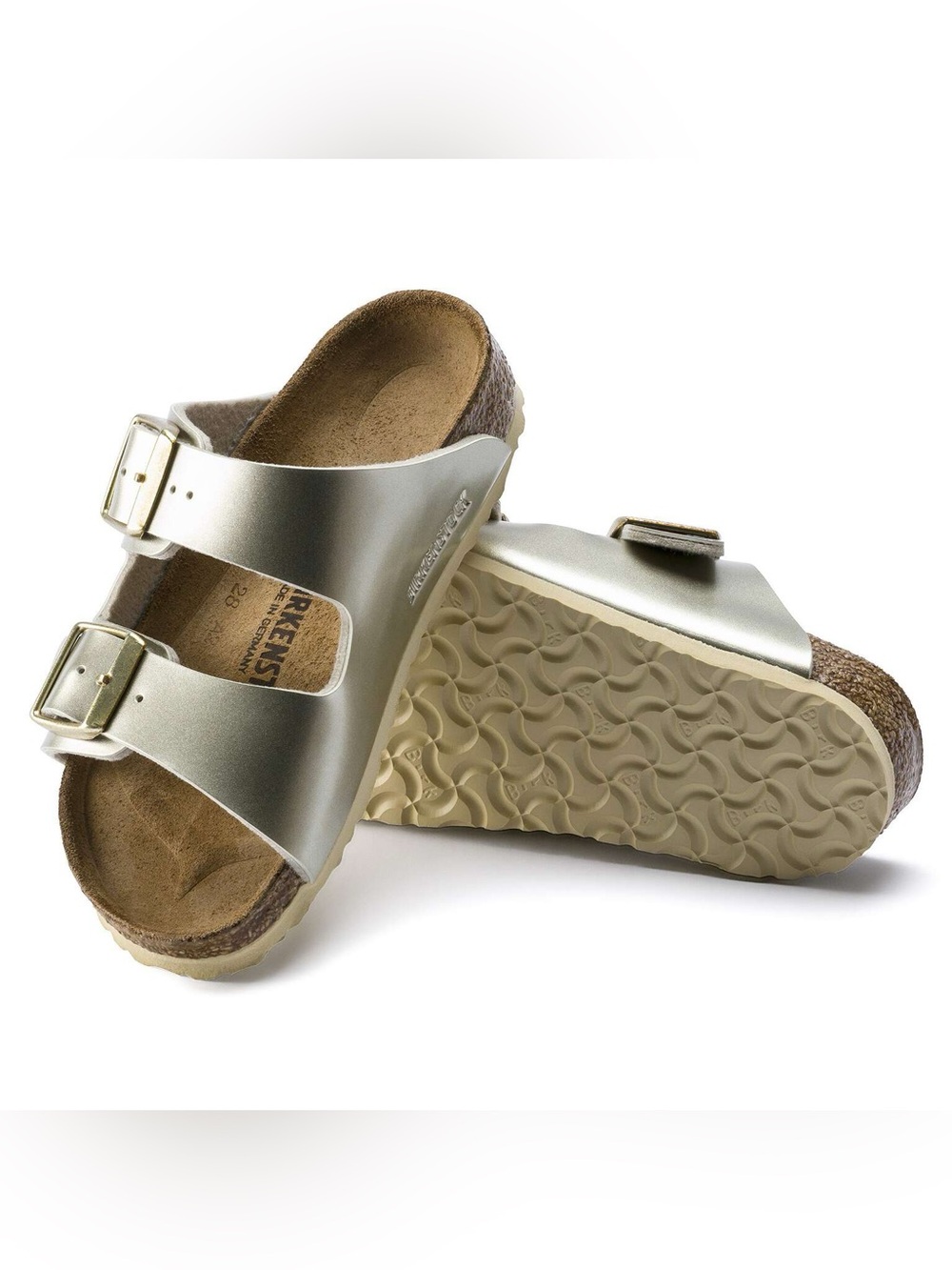 Birkenstock Arizona Kids Metallic Gold Two-Strap Sandals size 31